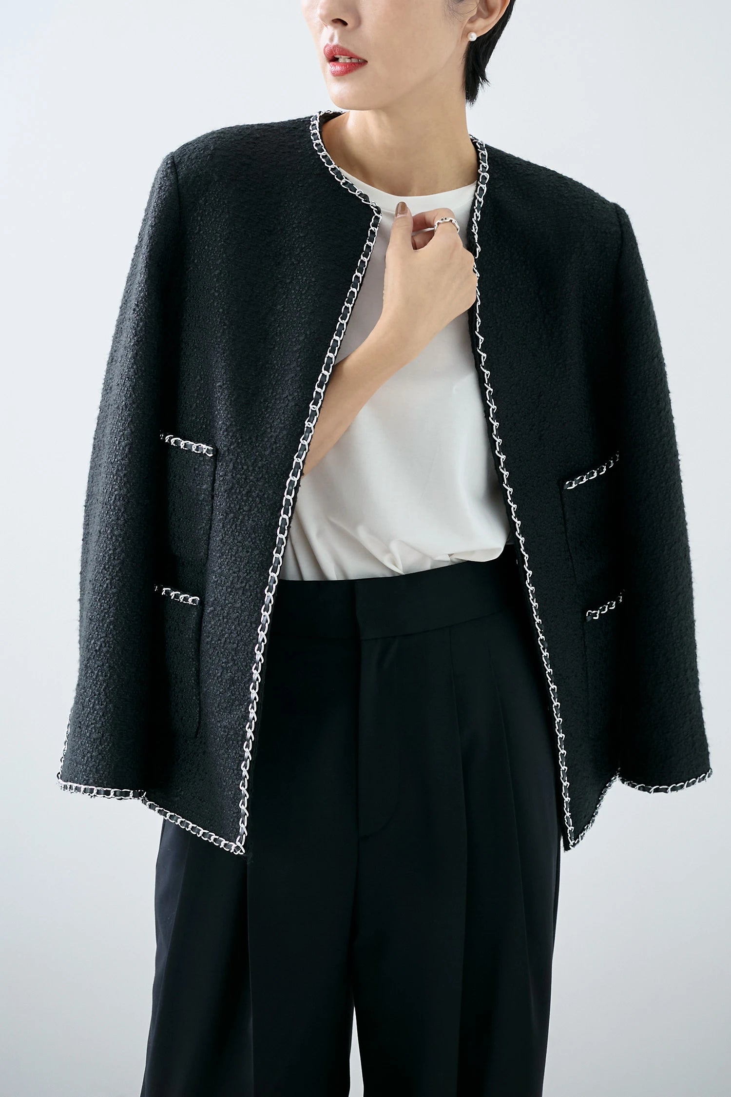 CHAIN-TRIMMED TWEED JK