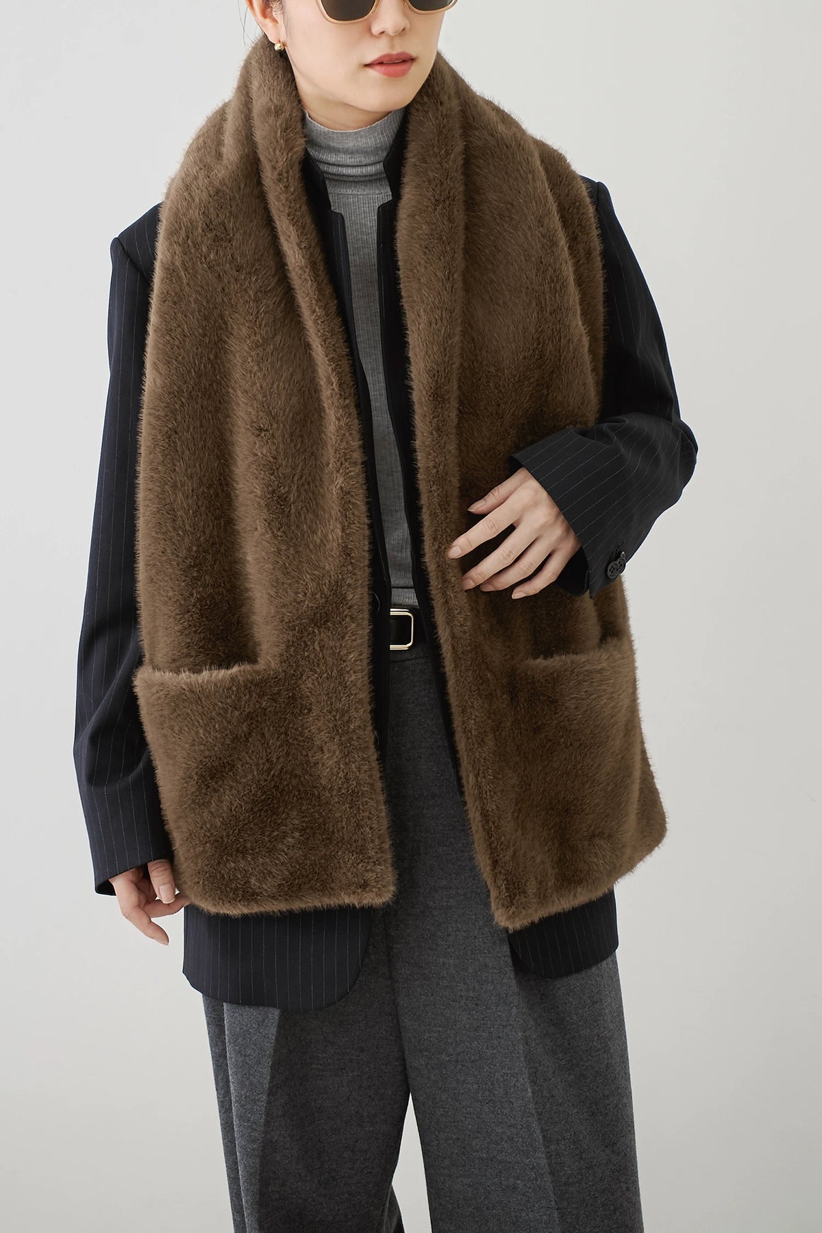 HAUNT POCKETED FUR STOLE Coat
