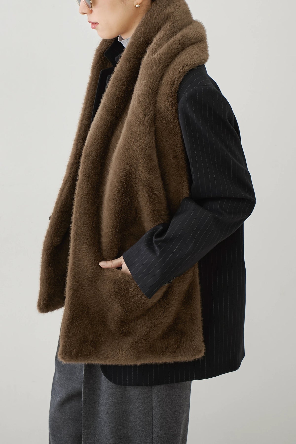 HAUNT POCKETED FUR STOLE Coat